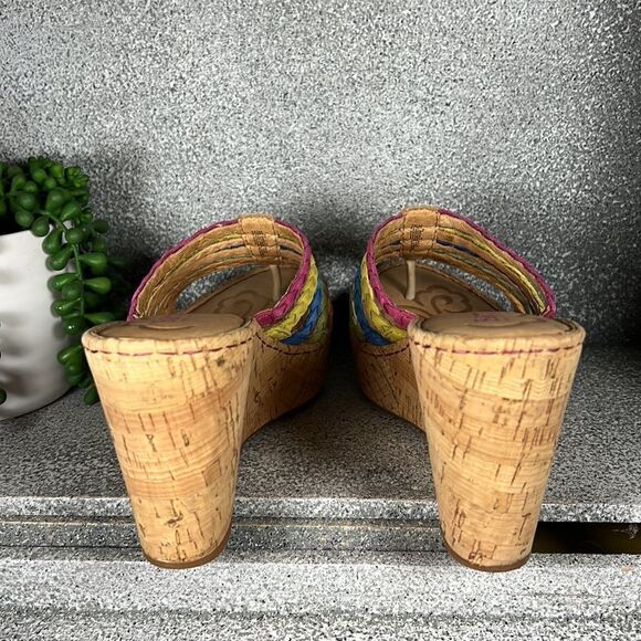 Born Handcrafted Leather PALMDALE Rainbow Wedges Sandals Cork Shoes Size 10 - Picture 6 of 8
